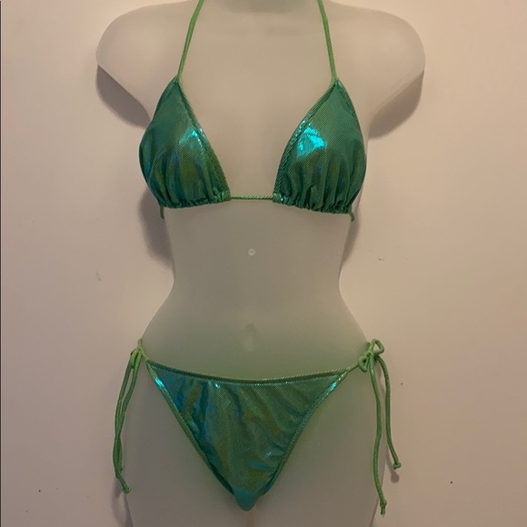 Hot Coles Other - Hot Coles Green & Tiny Blue Dots String Bikini